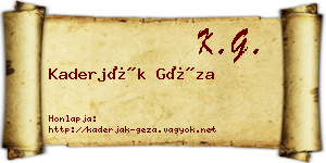 Kaderják Géza névjegykártya