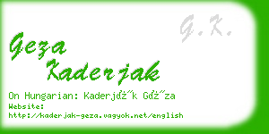 geza kaderjak business card
